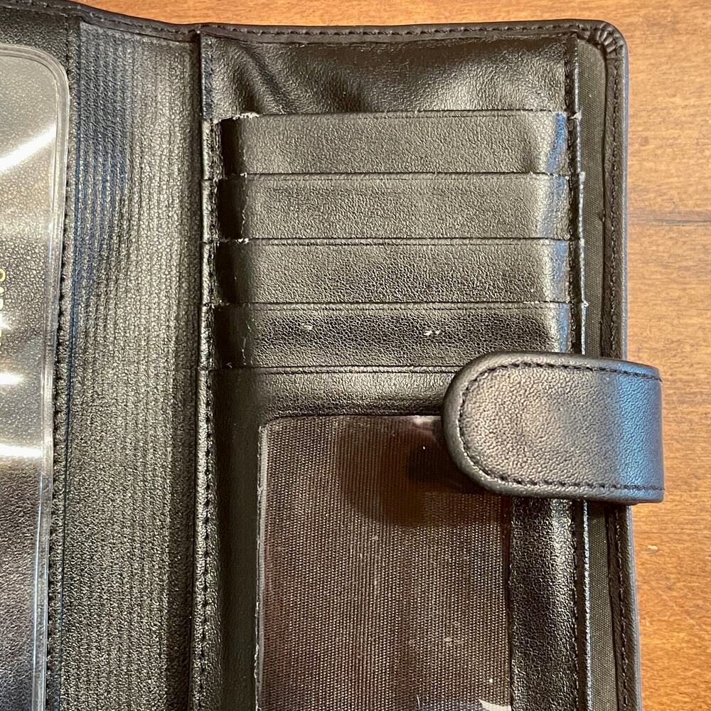 Vintage 90s Black Geniune Soft Leather Wallet Designed for Checkbook & Cards C21 - Picture 5 of 9